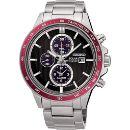 SEIKO Solar Chronograph SSC433 Black Dial Stainless Steel Mens Watch