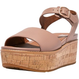 FitFlop Womens Eloise Cork-WRAP Leather Back-Strap Wedge Sandals