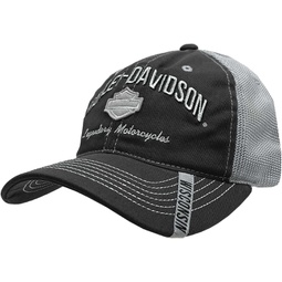 Harley-Davidson Mens Baseball Cap, H-D Bar & Shield Mesh Hat w/Distrssed Bill Black