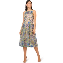 Womens Adrianna Papell Embroidered Fit and Flare