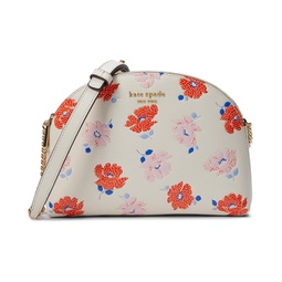 Kate Spade New York Morgan Dotty Floral Emboss Saffiano Leather Double Zip Dome Crossbody