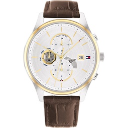 Tommy Hilfiger 1710501 Mens Stainless Steel Case and Leather Strap Watch Color: Brown