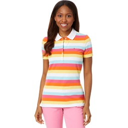Womens Tommy Hilfiger Short Sleeve Multi Color Striped Polo