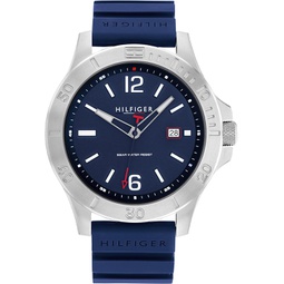 Tommy Hilfiger Mens Quartz Stainless Steel and Silicone Strap Watch, Color: Blue (Model: 1791991)