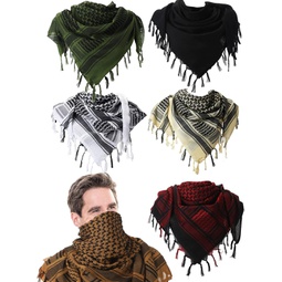 6 Pcs Military Shemagh Tactical Desert Scarf Shemagh Scarf Men Neck Head Wraps for Men Cotton Keffiyeh Arab Wrap with Tassel, 43 x 43 Inch