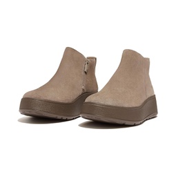 Womens FitFlop F-Mode Suede Flatform Zip Ankle Boots