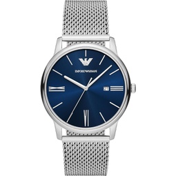 Emporio Armani Mens Stainless Steel Dress Watch with Quartz Movement