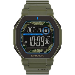 Timex Mens Command 45mm Watch - Green Strap Digital Neg Display Dial Green Case