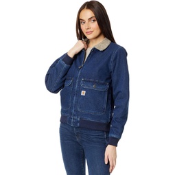 Womens Carhartt Relaxed Fit Denim Sherpa-Lined Jacket