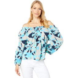 Womens Tommy Hilfiger Off-the-Shoulder Floral Ruffle Shirt