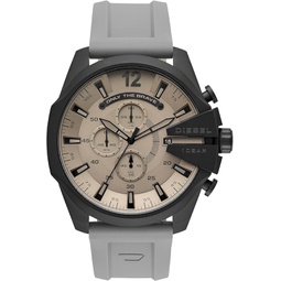 Diesel Mens 51mm Mega Chief Quartz Stainless Steel and Silicone Chronograph Watch, Color: Black, Gray (Model: DZ4496)