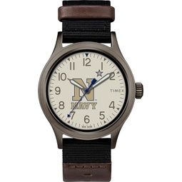 Timex Tribute Mens Collegiate Pride 40mm Watch - US Naval Academy Midshipmen with Black Fastwrap Strap