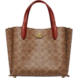 Coach Coated Canvas Signature Willow Tote 24, Tan/Rust, One Size