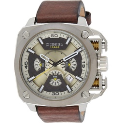 Diesel Mens DZ7343 Stainless Steel Watch with Leather Band