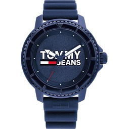 Tommy Hilfiger Mens Quartz Plastic and Silicone Strap Watch, Color: Blue (Model: 1792000)