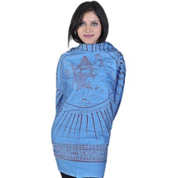 Exotic India Light-Blue Hindu Prayer Shawl of Dancing Shiva