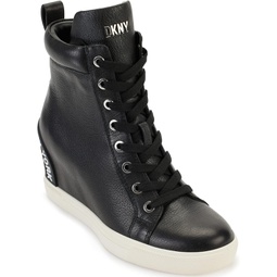 DKNY Womens Essential High Top Slip on Wedge Sneaker