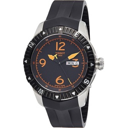 Tissot Mens T Navigator Black/Orange Dial Black Rubber Strap DateDay Automatic Watch T062.430.17.057.01