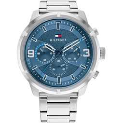 Tommy Hilfiger Mens Multifunction Stainless Steel Case and Link Bracelet Watch, Color: Silver (Model: 1792077)