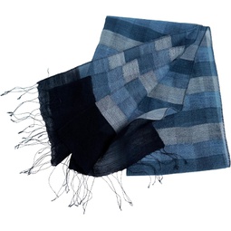 Wool & Silk Blended Color Woven Scarf,71 Lx20 W, Blue,Gray and Black