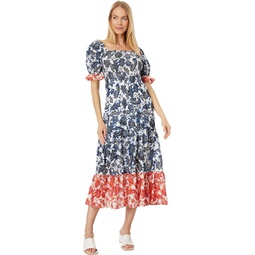 Womens Tommy Hilfiger Puff Sleeve Floral Maxi Dress