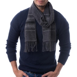 NOVICA Artisan Handmade Mens Alpaca Blend Scarf Fair Trade Woven Dark Gray for Grey Woolwool Peru Accessories Scarves Andean Clouds in Charcoal