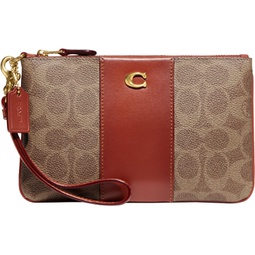 Coach Color-block Coated Canvas Signature Small Wristlet, Tan Rust, One Size
