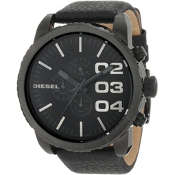 Diesel Mens Double Down 51 Stainless Steel Analog-Quartz Watch with Leather Strap, Black, 26 (Model: DZ4216)