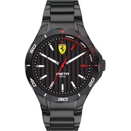 Ferrari Scuderia Pista Mens Quartz Stainless Steel and Bracelet Casual Watch, Color: Black (Model: 0830763)