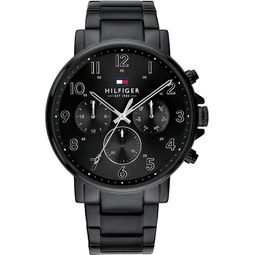 Tommy Hilfiger Mens Quartz Stainless Steel and Bracelet Dressy Watch, Color: Black (Model: 1710383)