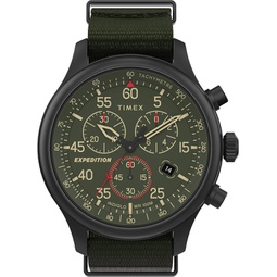 Timex TW2T72800 Mens Expedition Field Chronograph Green Fabric Band Green Dial Watch