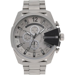 Diesel Mens Mega Chief Chronograph Silver-Tone Stainless Steel Watch DZ4501