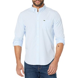 Lacoste Long Sleeve Checked Gingham Button-Down Shirt