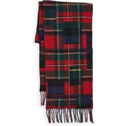 Polo Ralph Lauren Mens Patchwork Plaid Scarf, Red Plaid, One Size