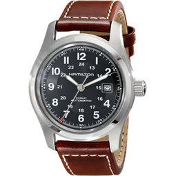 Hamilton Mens H70555533 Khaki Field Stainless Steel Automatic Watch with Brown Leather Band