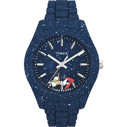 Timex Mens Waterbury Ocean x Peanuts 41mm Watch - Blue Bracelet Blue Dial Blue Case