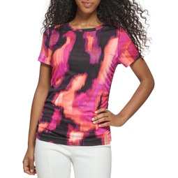 Calvin Klein Printed Short Sleeve Ruched Side