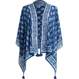 DEMDACO Indigo Blue Block Leaf One Size Fits Most Cotton Fashion Scarf Vest