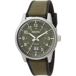 Seiko Mens Essentials Stainless Steel Japanese Quartz With Silicone Strap, Green (Model: SUR323)