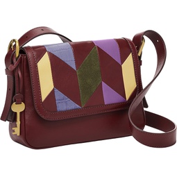 Fossil Small Flap Crossbody, Wine Patchwork