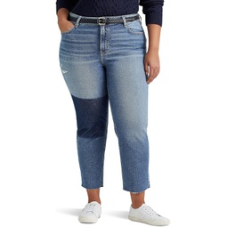 Womens LAUREN Ralph Lauren Plus Size High-Rise Straight Cropped Jeans in Indigo Valley Wash