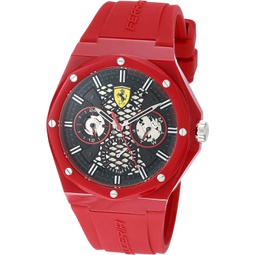 Ferrari Scuderia Aspire Mens Quartz Multifunction Plastic and Silicone Strap Casual Watch, Color: Red (Model: 0830786)