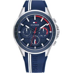 Tommy Hilfiger Mens Quartz Multifunction Stainless Steel and Silicon Strap Sporty Watch