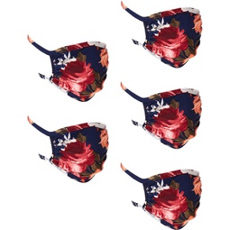 Star Vixen Washable Fashion Face Mask, Navy/Floral, One Size fits All