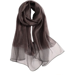 WINCESS.YU Women Silk Scarf Stripe Long Shawls and Wraps Lightweight Plaid Neck Scarf for Spring Summer and Fall