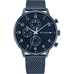 Tommy Hilfiger Mens Multifunction Stainless Steel and Mesh Bracelet Watch, Color: Navy (Model: 1791990)