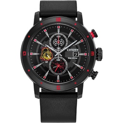 Citizen Eco-Drive Mens Star Wars Darth Vader Chronograph Watch with Black Ion Plated Case, Red Accents and Black Leather Strap, Luminous, Date, 44mm (Model: CA0769-04W)