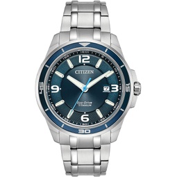 Citizen Mens Eco-Drive Weekender Brycen Watch in Titanium, blue dial (Model: BM6929-56L)