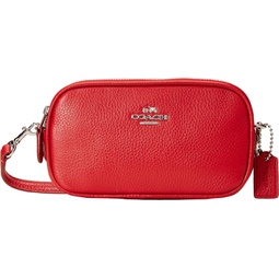 COACH Polished Pebble Crossbody Pouch Sv/True Red One Size
