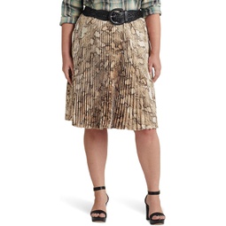 LAUREN Ralph Lauren Plus Size Snakeskin Print Pleated Charmeuse Skirt